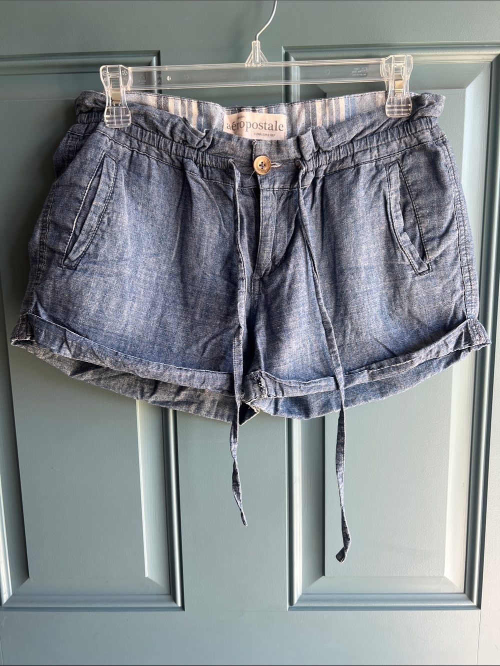 Aeropostale Washed Blue Drawstring Athletic Women’s Shorts